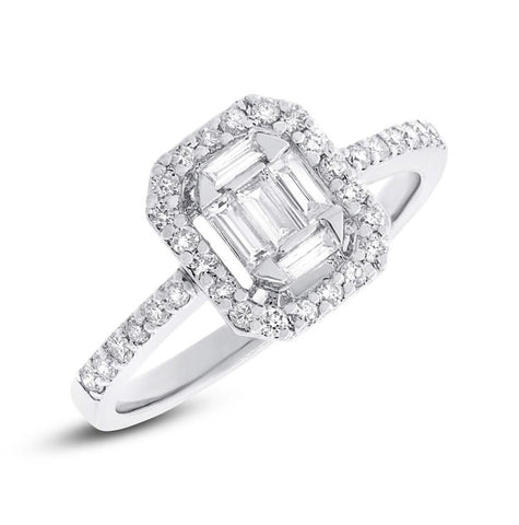 0.56 Ctw 18k White Gold Diamond Baguette Womens Ring