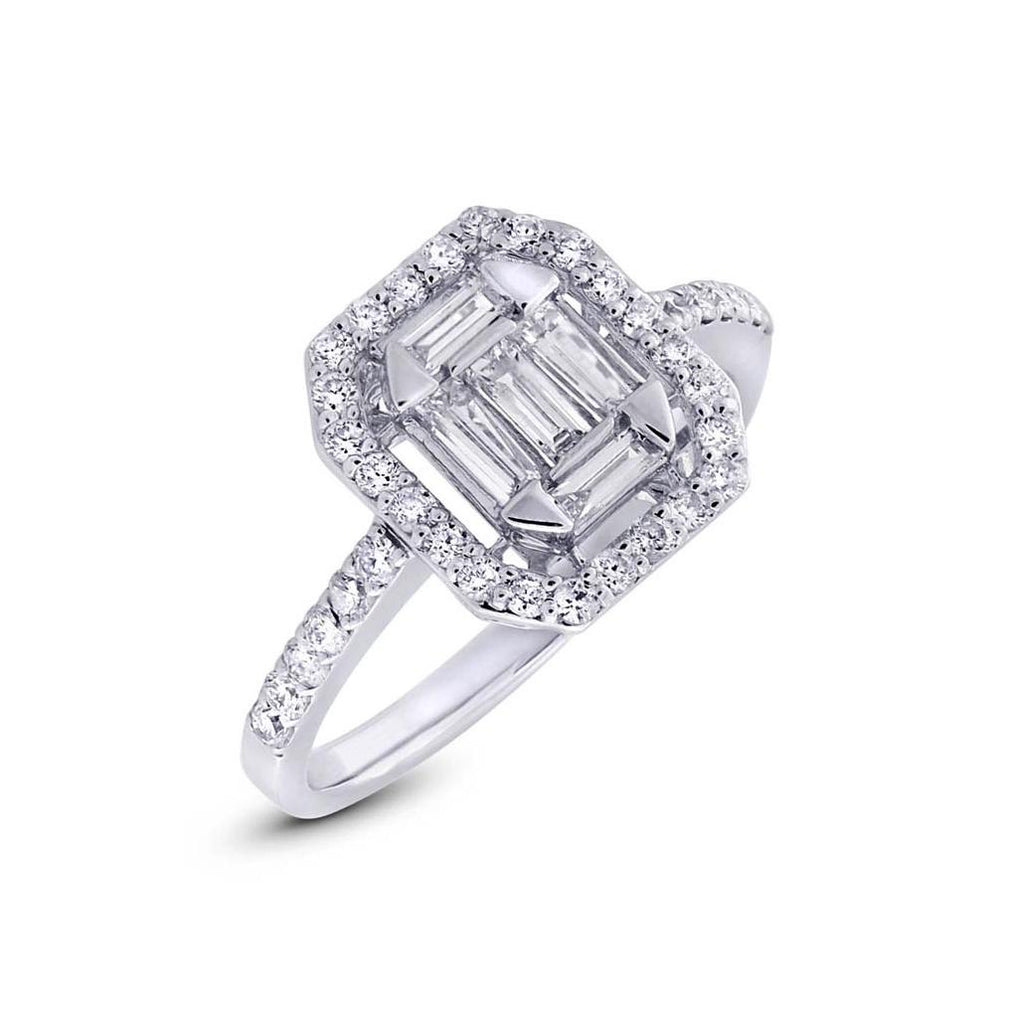 0.84 Ctw 18k White Gold Diamond Womens Ring
