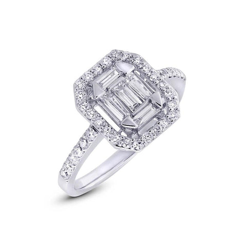 0.84 Ctw 18k White Gold Diamond Womens Ring