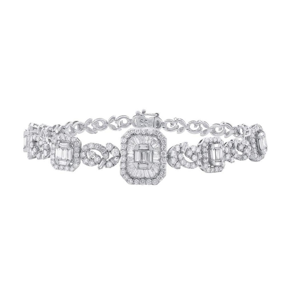 5.25 Ctw 18k White Gold Diamond Womens Bracelet