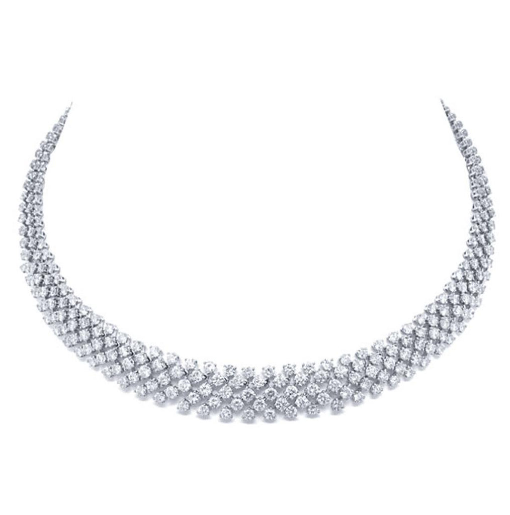 25.68 Ctw 18k White Gold Diamond Necklace