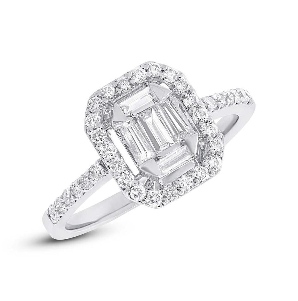 0.70 Ctw 18k White Gold Diamond Baguette Womens Ring