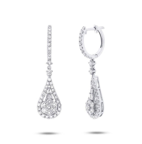 1.63 Ctw 18k White Gold Diamond Earring