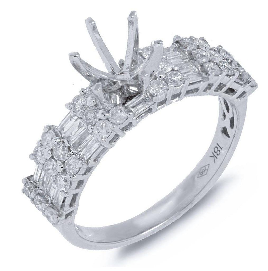 0.98 Ctw 18k White Gold Diamond Semi-mount Ring