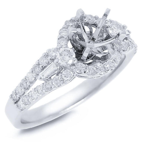 0.74 Ctw 18k White Gold Diamond Semi-mount Ring