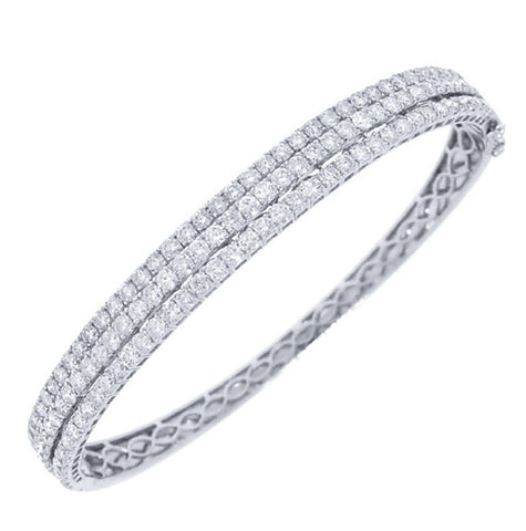 3.86 Ctw 18k White Gold Diamond Bangle Bracelet