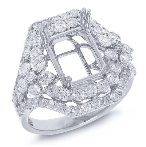 1.74 Ctw 18k White Gold Diamond Semi-mount Ring