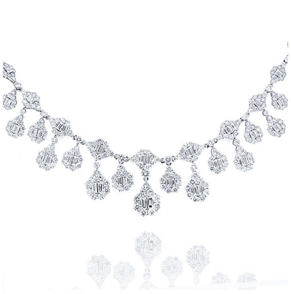 18.30 Ctw 18k White Gold Diamond Necklace