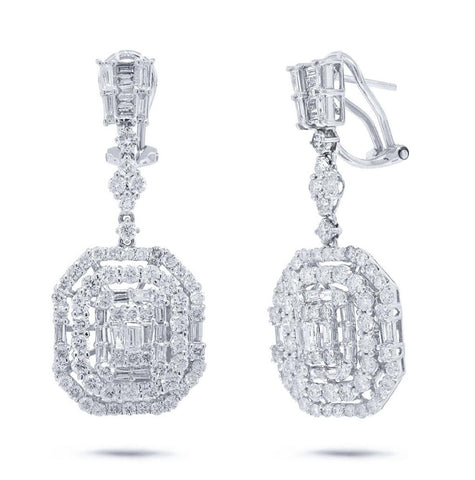 3.72 Ctw 18k White Gold Diamond Earring