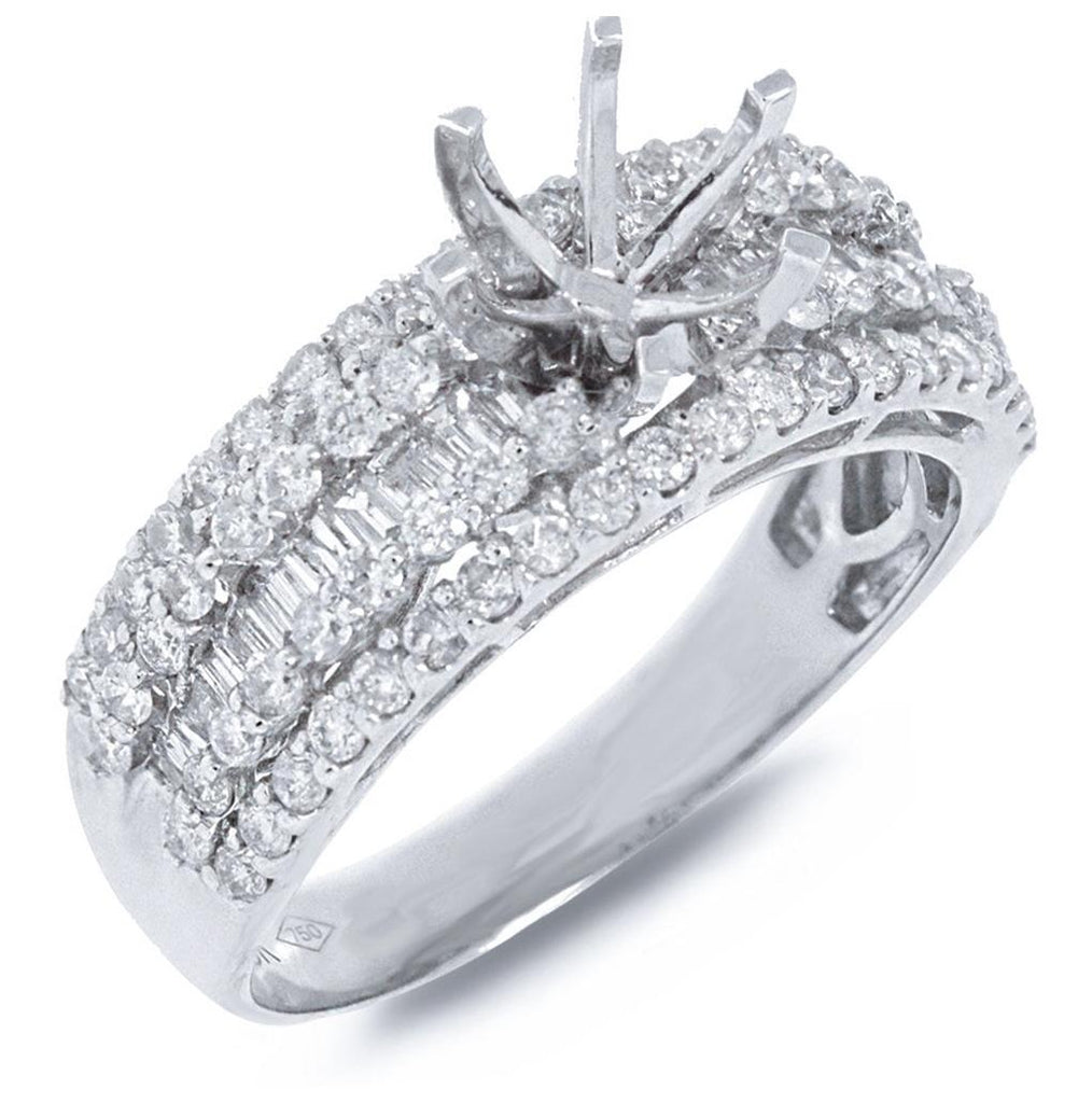 1.10 Ctw 18k White Gold Diamond Semi-mount Ring