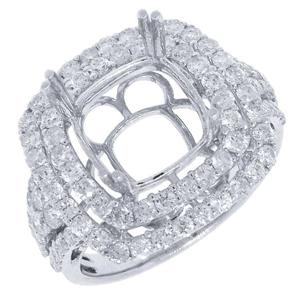 1.56 Ctw 18k White Gold Diamond Semi-mount Ring