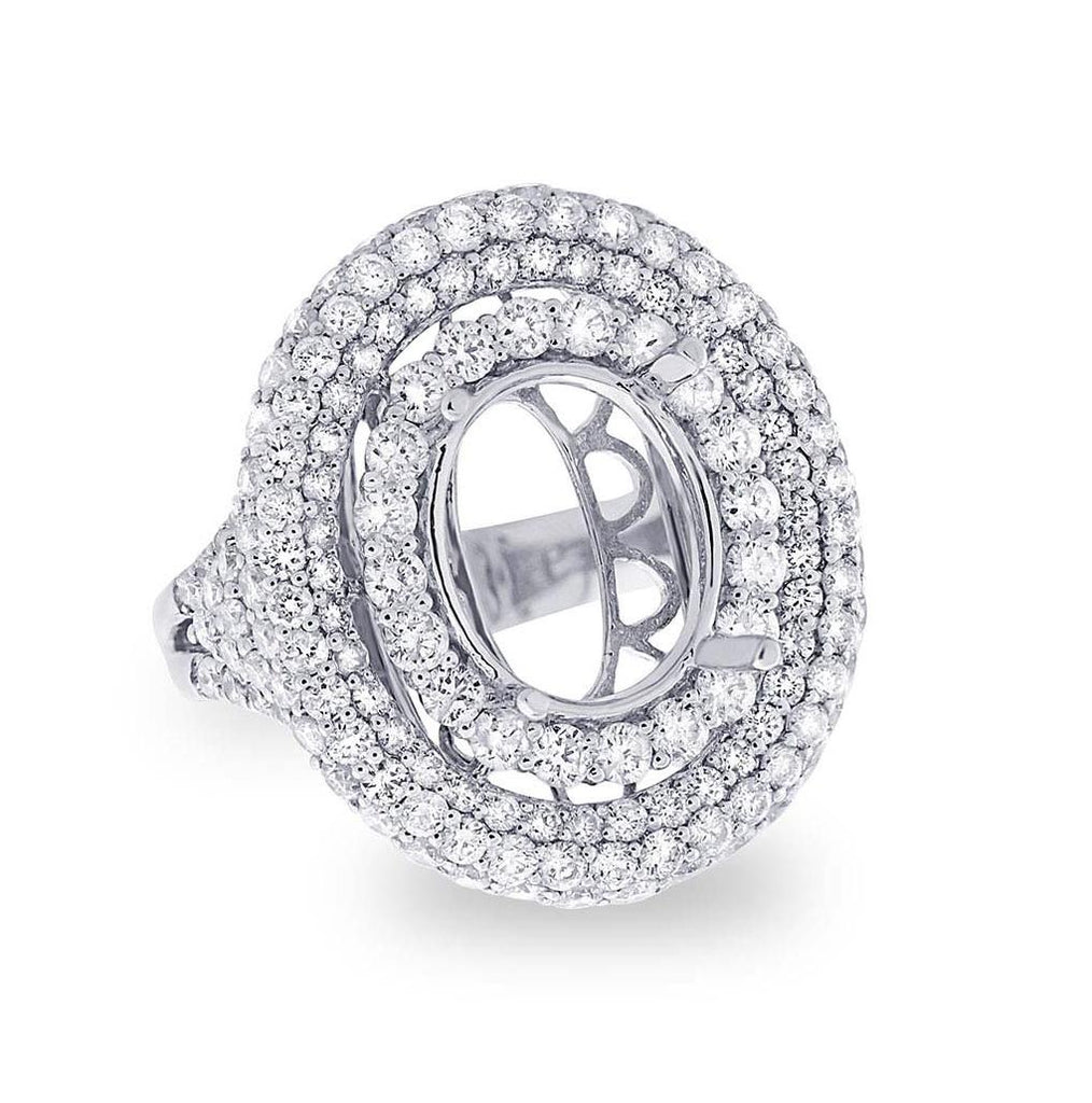 3.04 Ctw 18k White Gold Diamond Semi-mount Ring