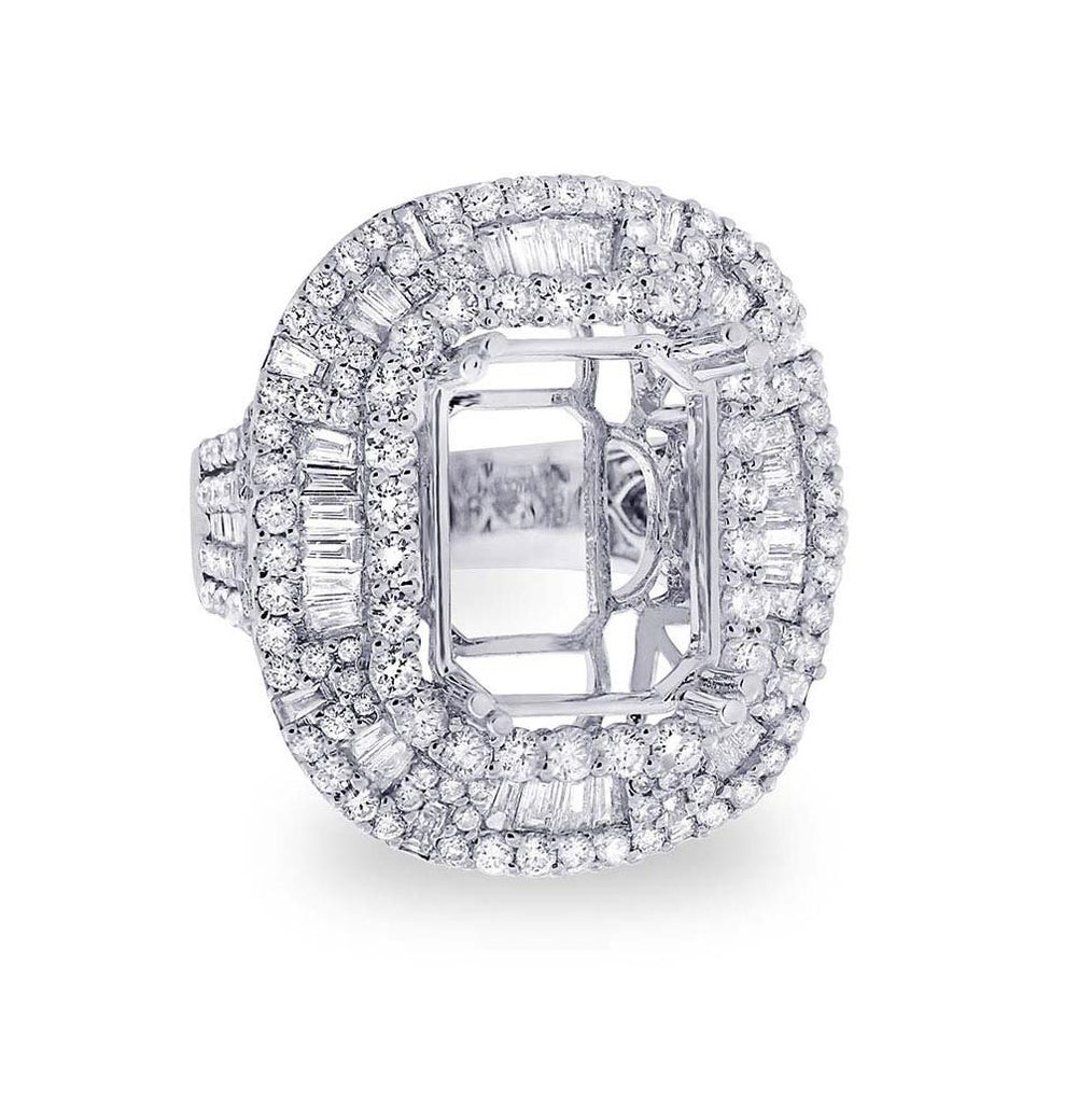 3.87 Ctw 18k White Gold Diamond Semi-mount Ring