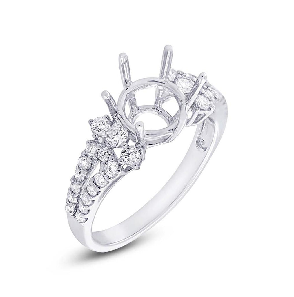 0.57 Ctw 18k White Gold Diamond Semi-mount Ring
