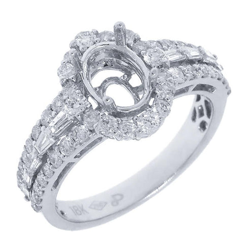 1.04 Ctw 18k White Gold Diamond Semi-mount Ring