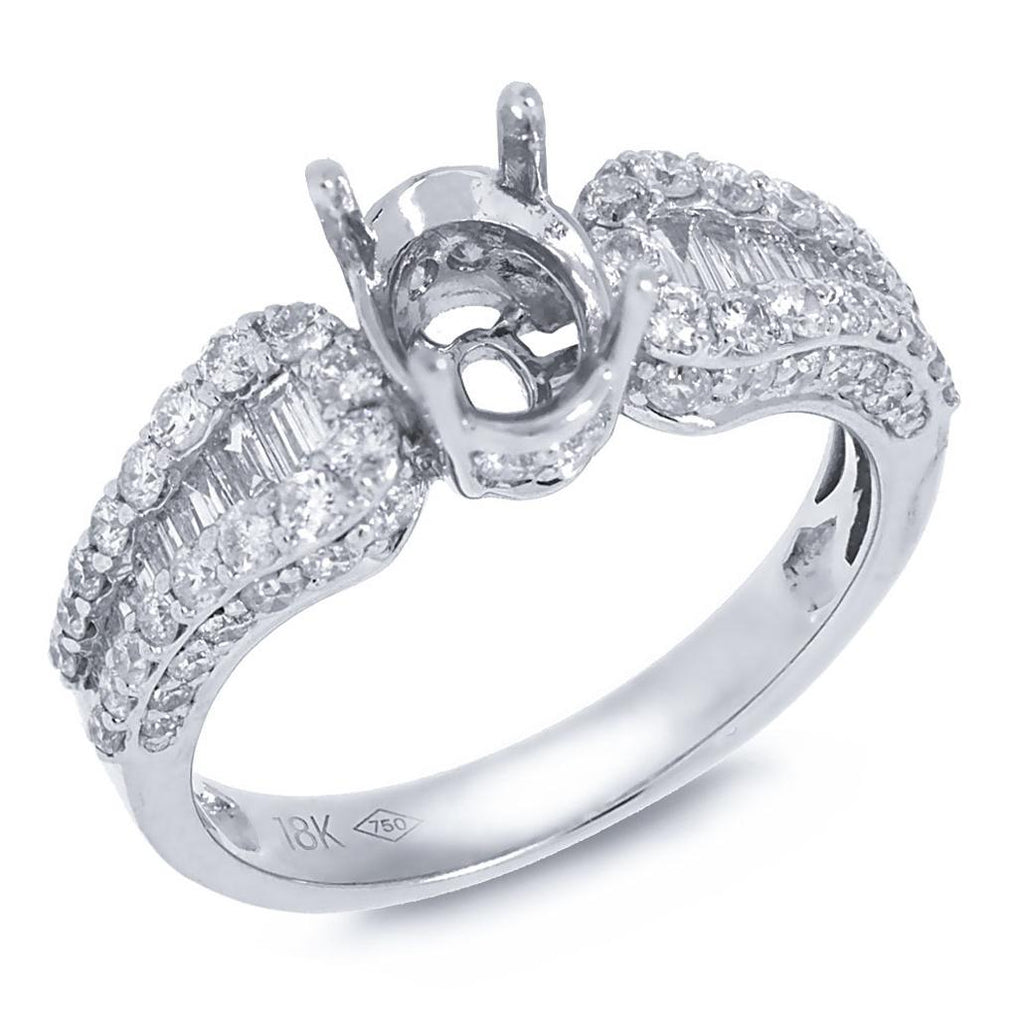 1.20 Ctw 18k White Gold Diamond Semi-mount Ring