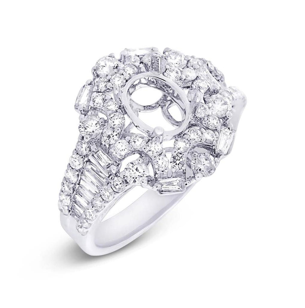 1.41 Ctw 18k White Gold Diamond Semi-mount Ring