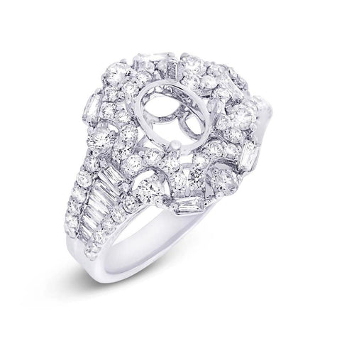 1.41 Ctw 18k White Gold Diamond Semi-mount Ring