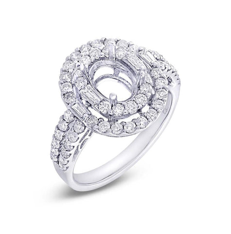 1.08 Ctw 18k White Gold Diamond Semi-mount Ring