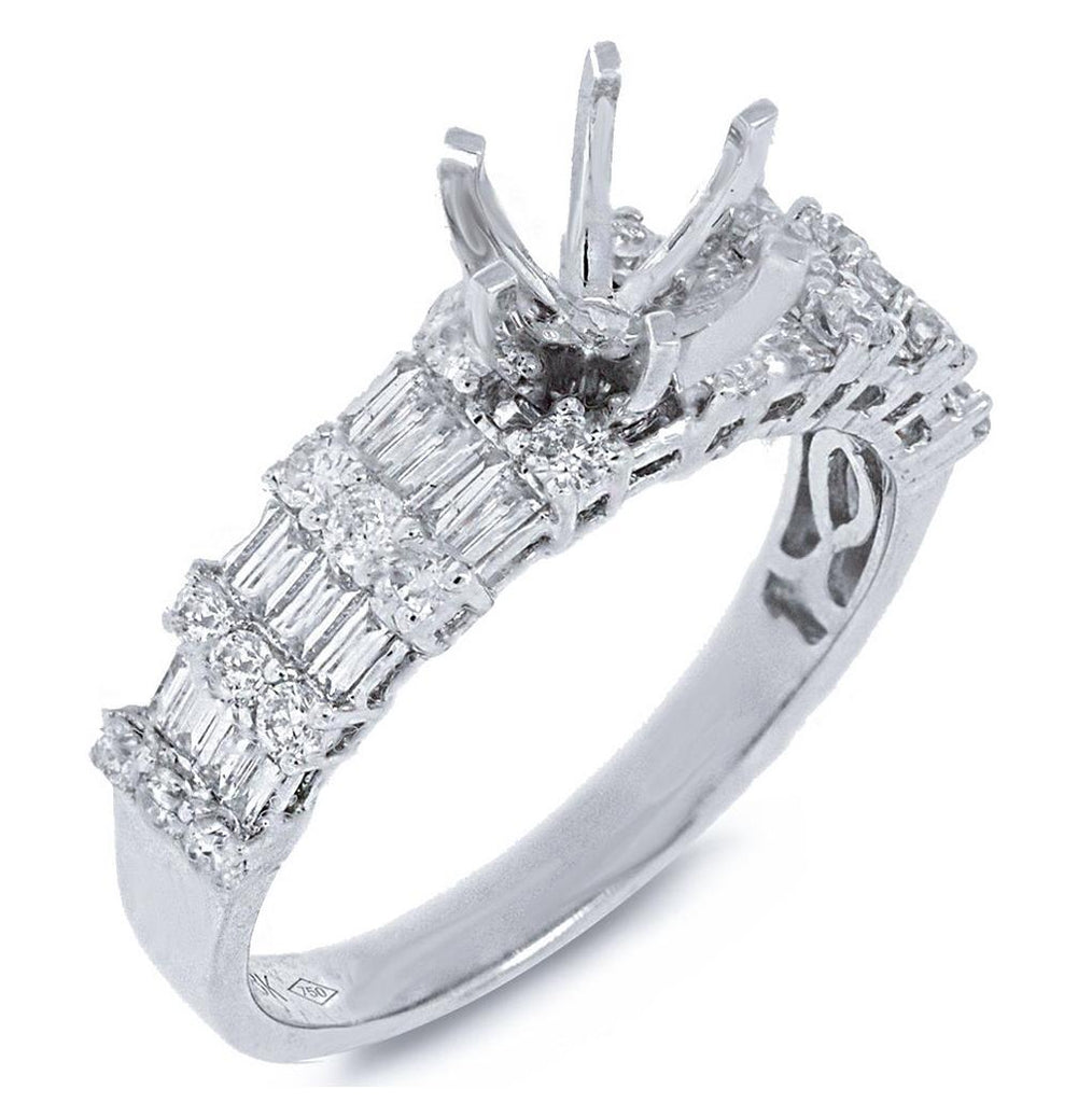 0.82 Ctw 18k White Gold Diamond Semi-mount Ring