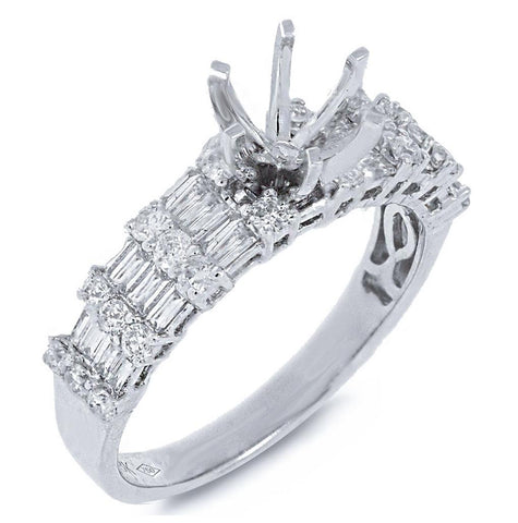 0.82 Ctw 18k White Gold Diamond Semi-mount Ring