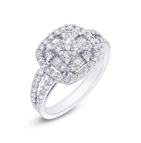 1.14 Ctw 18k White Gold Diamond Womens Ring Size 6