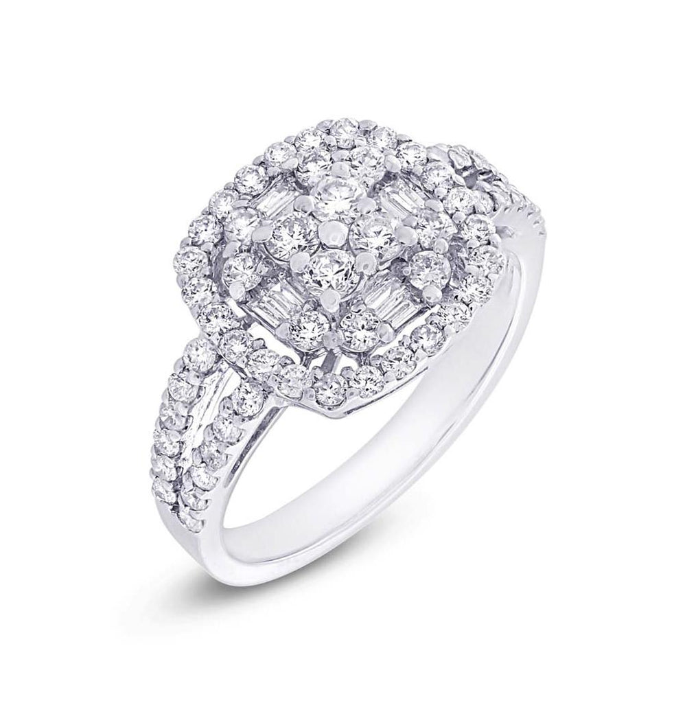 1.14 Ctw 18k White Gold Diamond Womens Ring