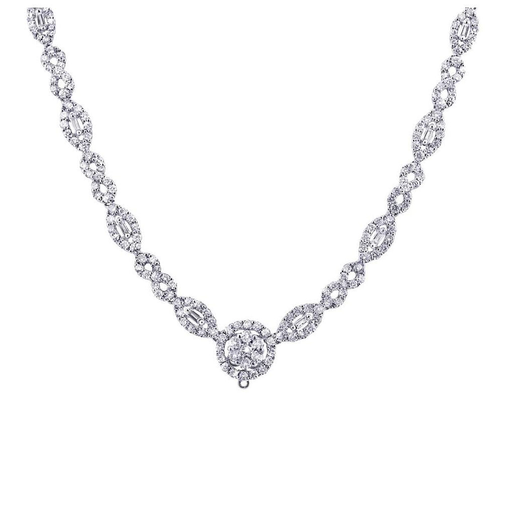 6.48 Ctw 18k White Gold Diamond Necklace