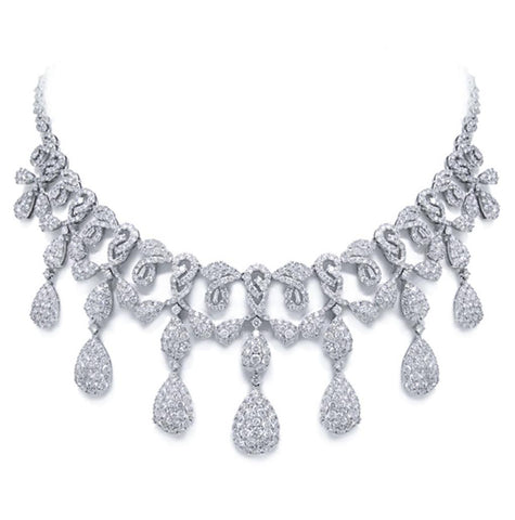 25.45 Ctw 18k White Gold Diamond Necklace