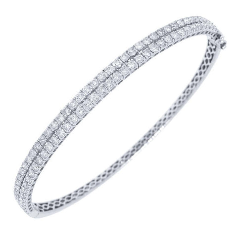 2.09 Ctw 18k White Gold Diamond Bangle Bracelet