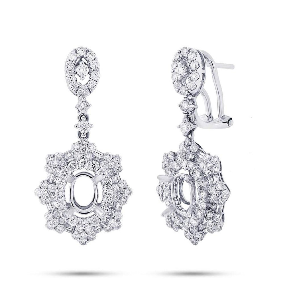 2.40 Ctw 18k White Gold Diamond Semi-mount Earring