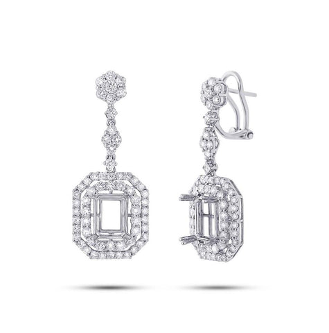 2.63 Ctw 18k White Gold Diamond Semi-mount Earring