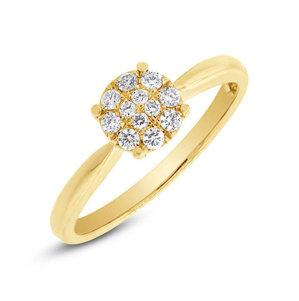 0.20 Ctw 18k Yellow Gold Diamond Cluster Womens Ring