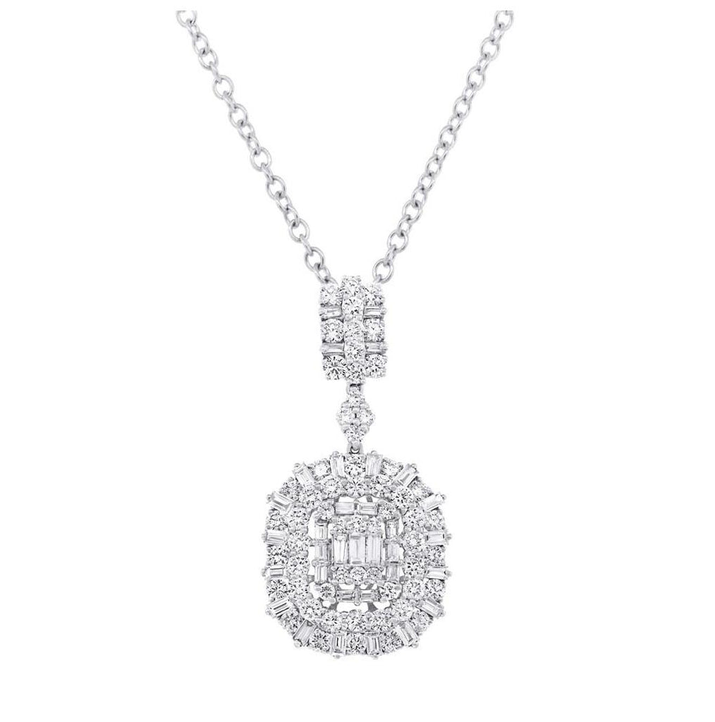 3.31 Ctw 18k White Gold Diamond Pendant Necklace With 18 Inch Chain