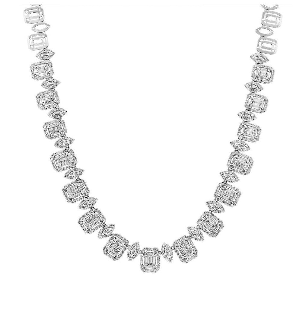 10.07  Ctw 18k White Gold Diamond Necklace