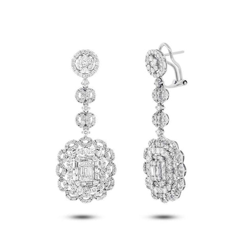 4.54 Ctw 18k White Gold Diamond Earring