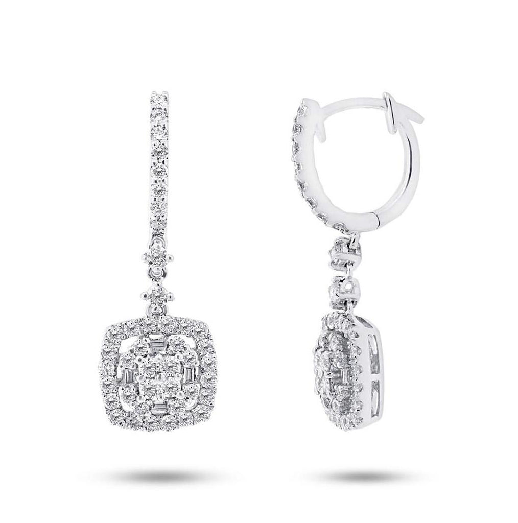 1.08 Ctw 18k White Gold Diamond Earring