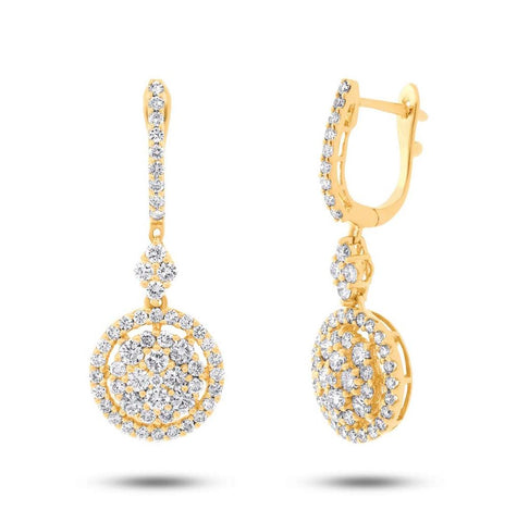 1.81 Ctw 18k Yellow Gold Diamond Earring