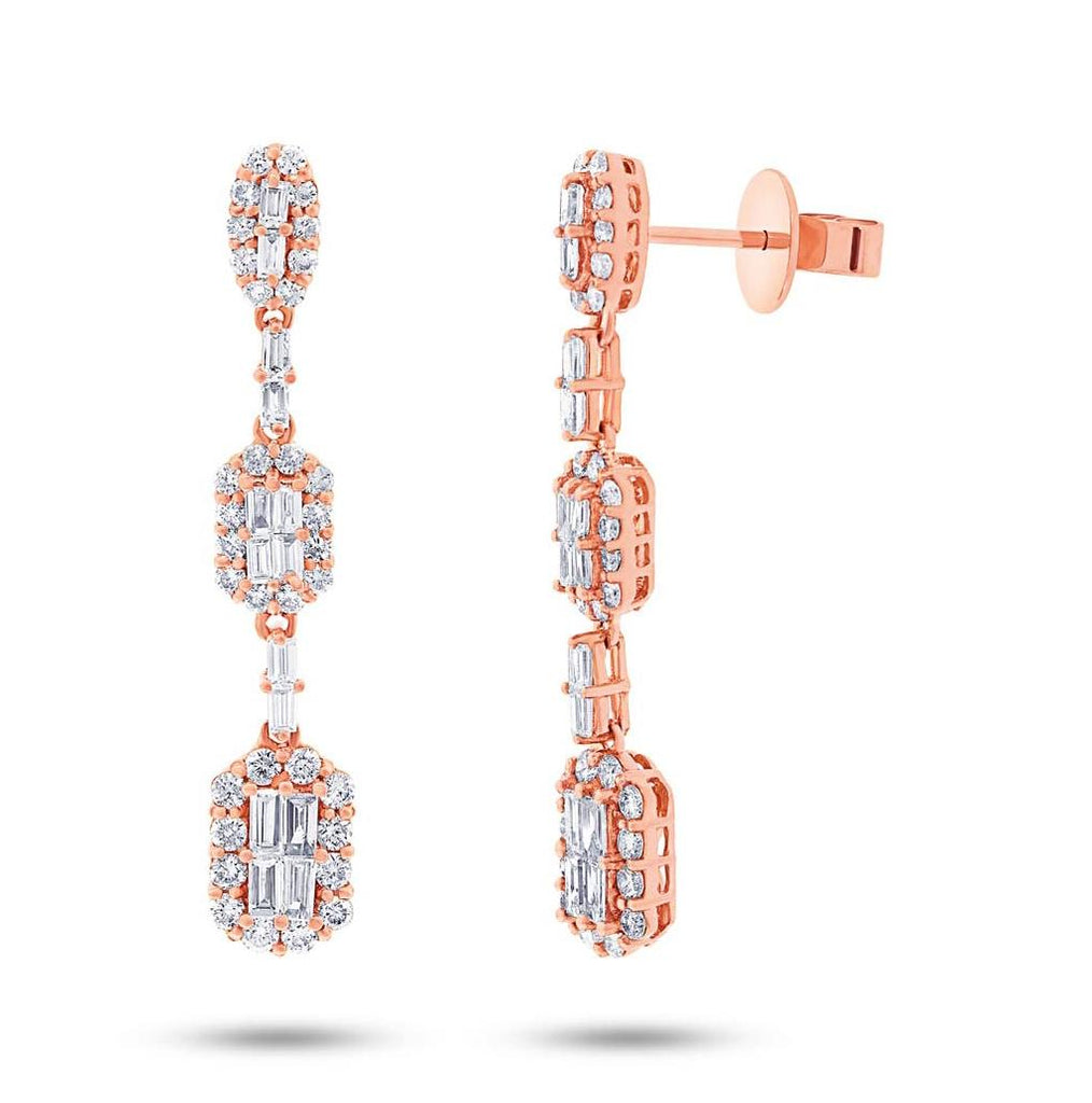 1.66 Ctw 18k Rose Gold Diamond Earring