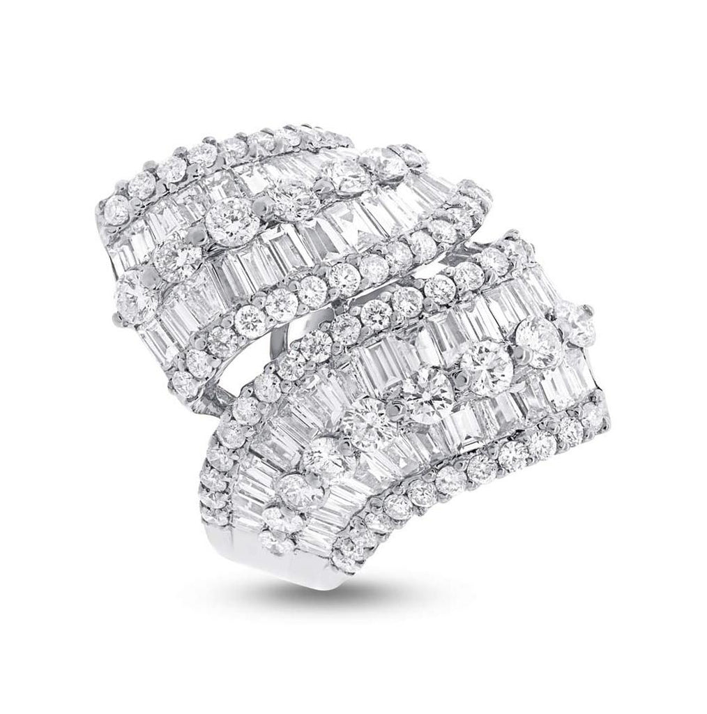 4.61 Ctw 18k White Gold Diamond Womens Baguette Ring