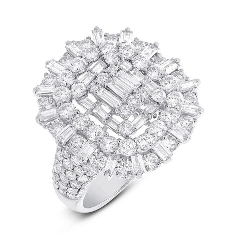 3.39 Ctw 18k White Gold Diamond Womens Ring