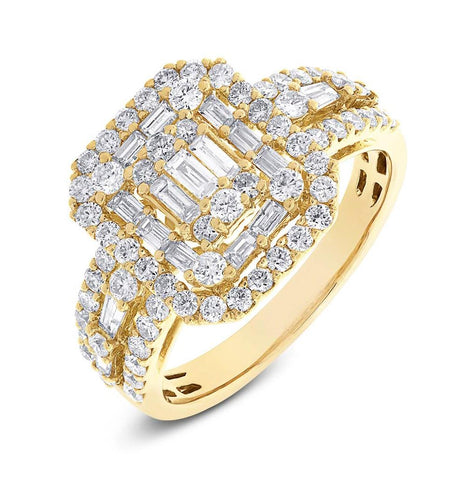 1.40 Ctw 18k Yellow Gold Diamond Womens Ring