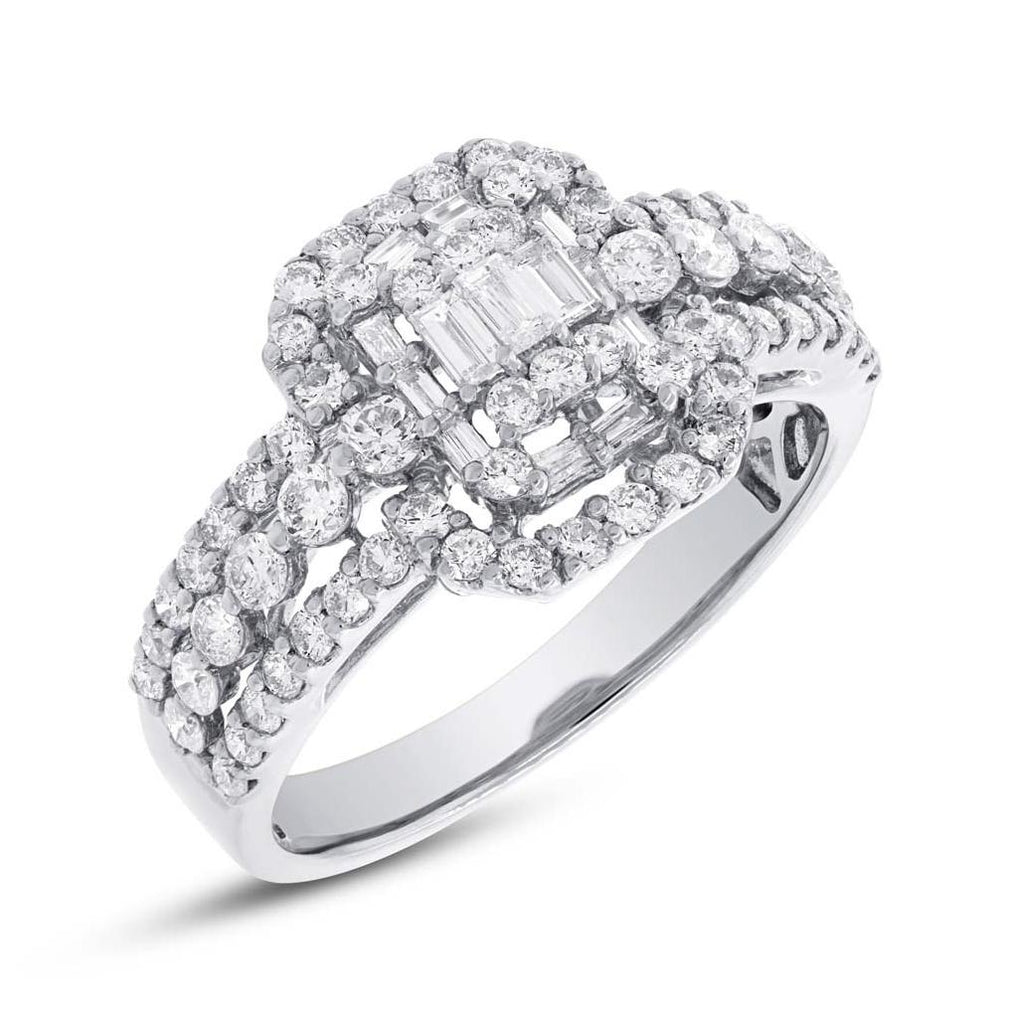 1.24 Ctw 18k White Gold Diamond Womens Ring