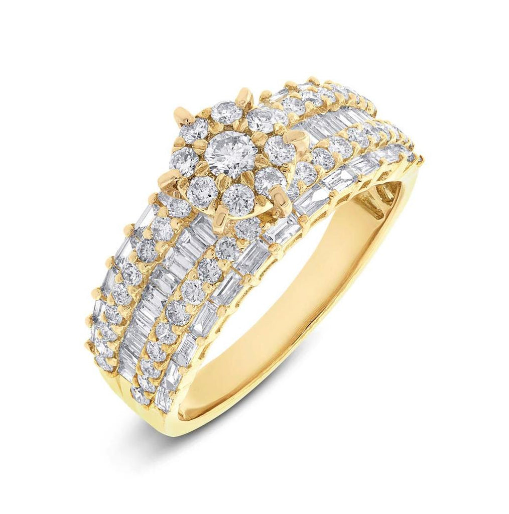 1.44 Ctw 18k Yellow Gold Diamond Cluster Ring