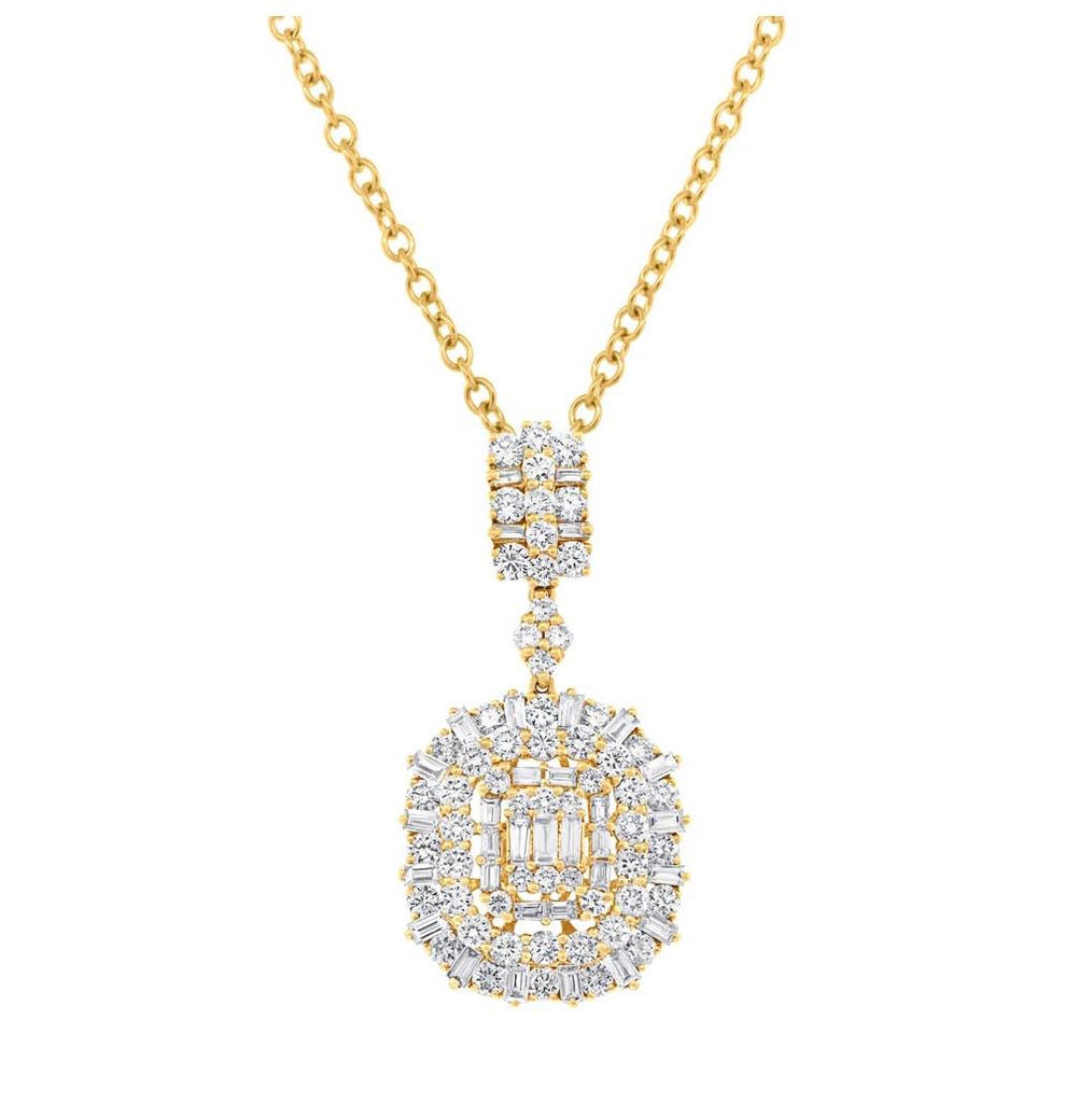 3.31 Ctw 18k Yellow Gold Diamond Pendant Necklace With 18 Inch Chain