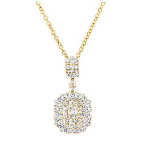 3.31 Ctw 18k Yellow Gold Diamond Pendant Necklace With 18 Inch Chain