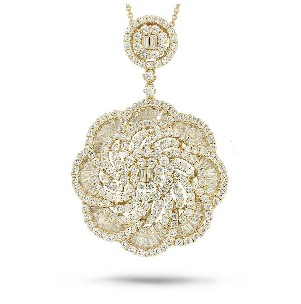 4.70 Ctw 18k Yellow Gold Diamond Pendant Necklace With 18 Inch Chain