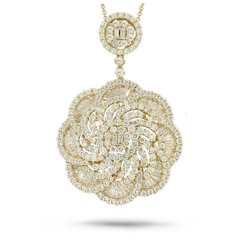 4.70 Ctw 18k Yellow Gold Diamond Pendant Necklace With 18 Inch Chain