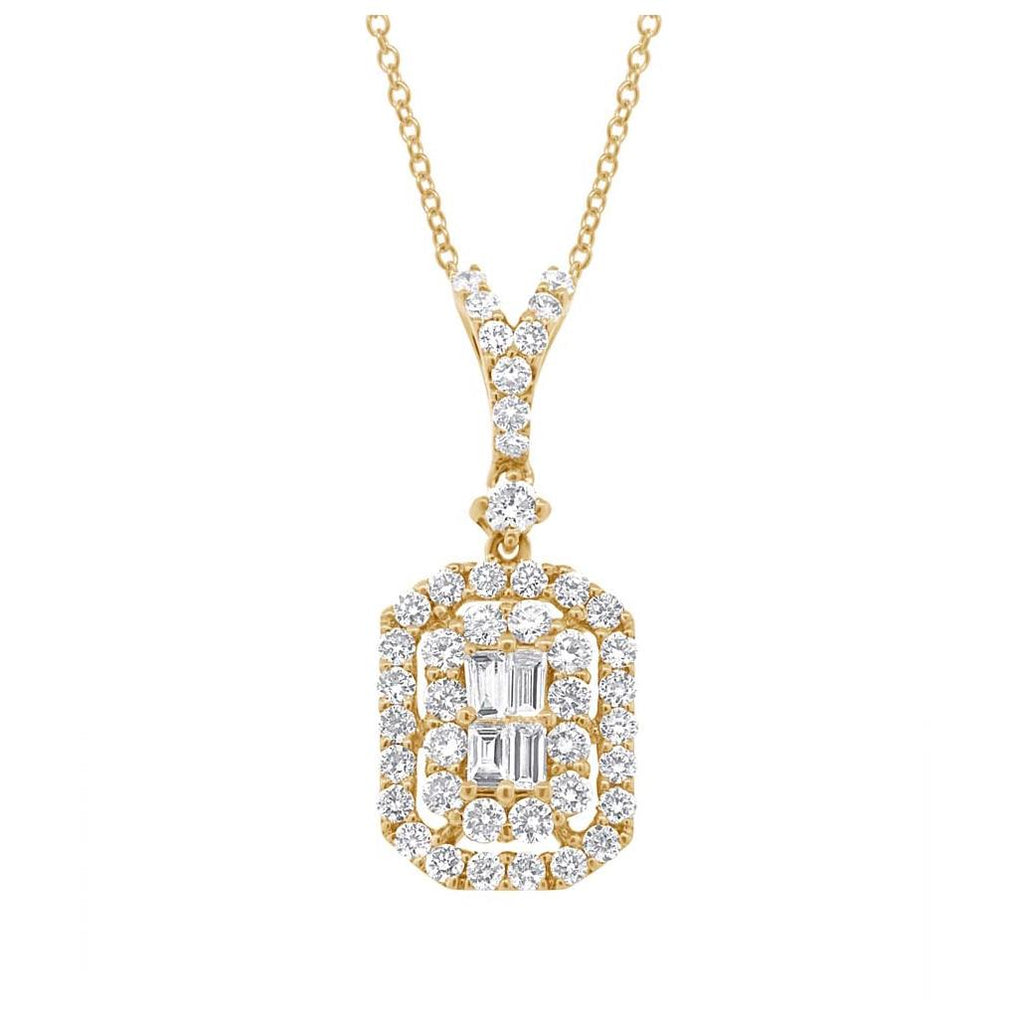 0.67 Ctw 18k Yellow Gold Diamond Pendant Necklace With 18 Inch Chain