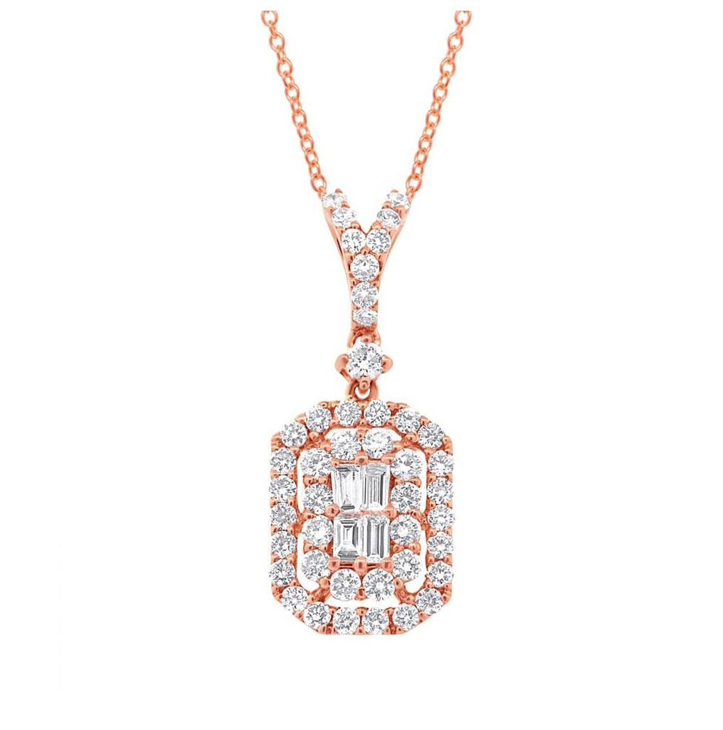 0.67 Ctw 18k Rose Gold Diamond Pendant Necklace With 18 Inch Chain